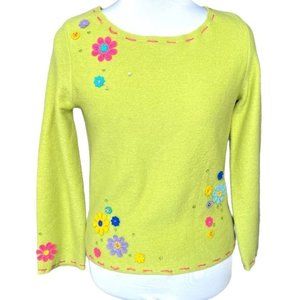Vintage Y2K wool flower embroided sweater